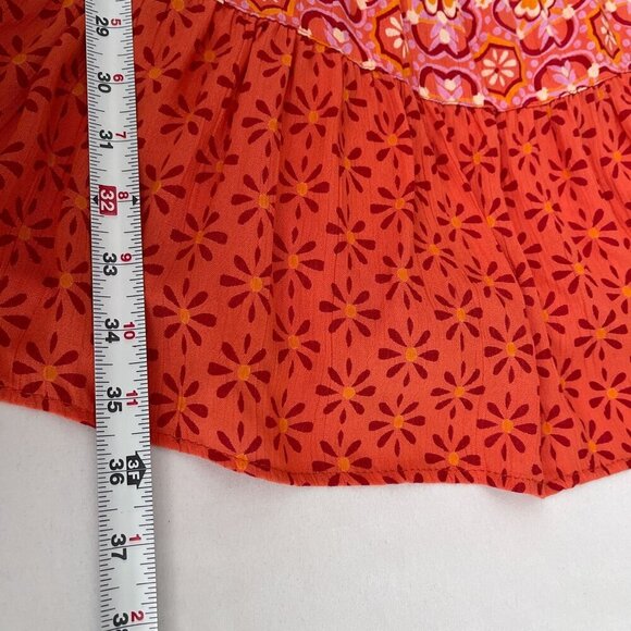 Angie Floral Sundress Sleeveless Tie-Back Adjustable Ruffled Hem Womens Size L - Picture 9 of 10